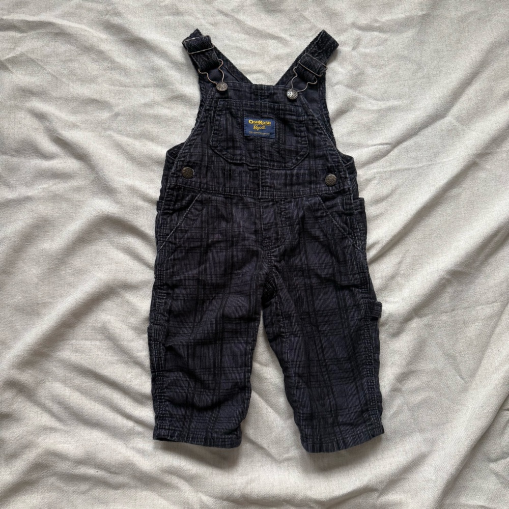 Baby OshKosh Overalls 6 Months Plaid Blue Vintage